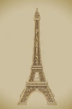 Little model of Eiffel Tower Stock-Illustration
