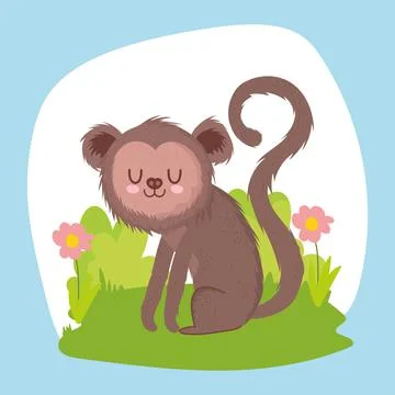 Little monkey in the grass Stock Illustration