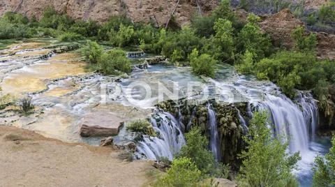 Little Navajo Falls Reflecting Pools Stock Photos