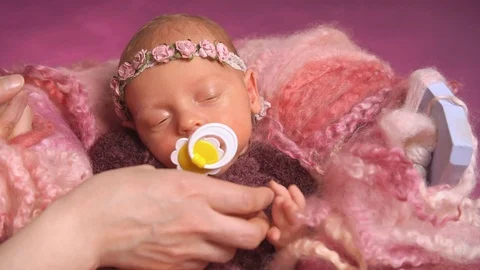 Little Newborn Baby Sleeping Stock Footage