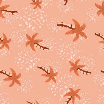 Little orange palm tree elements seamless pattern 스톡 일러스트
