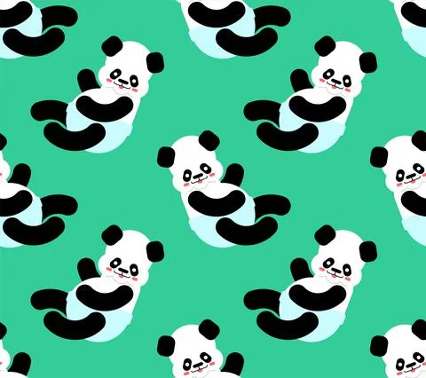 Little Panda pattern seamless. Chinese bear little kid background. beast smal Stock Illustration