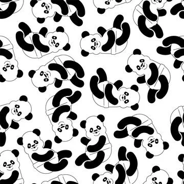 Little Panda pattern seamless. Chinese bear little kid background. beast smal Stock Illustration
