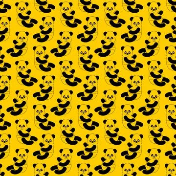 Little Panda pattern seamless. Chinese bear little kid background. beast smal Illustrazione stock