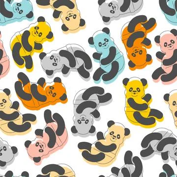 Little Panda pattern seamless. Chinese bear little kid background. beast smal Stockillustratie