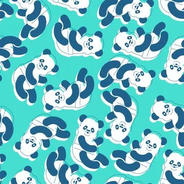 Little Panda pattern seamless. Chinese bear little kid background. beast smal Stock Illustration