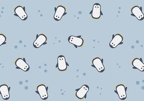 Little penguin seamless pattern background. Vector. Stock Illustration