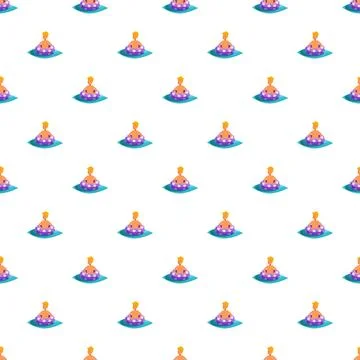 Little person floating on inflatable ring pattern Stock Illustration