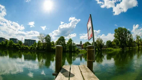 Little Pier at the River Limmat Stock Footage 147494318
