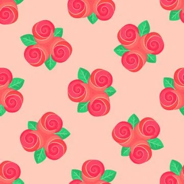 Little pink rose seamless background Stock Illustration
