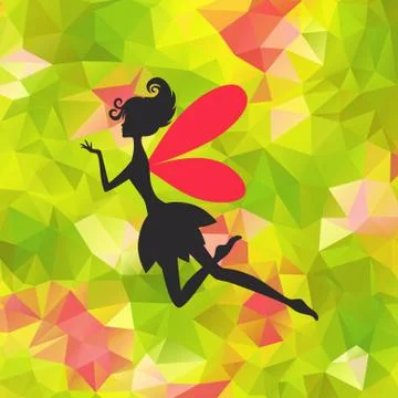 Little pixie with wings on triangle background 스톡 일러스트