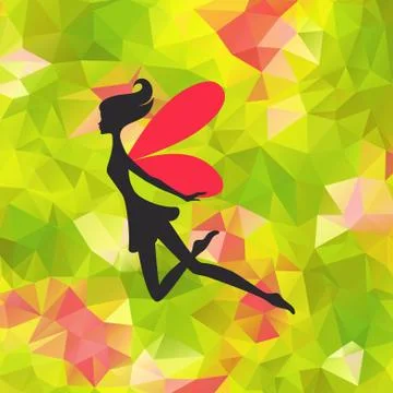 Little pixie with wings on triangle background 스톡 일러스트