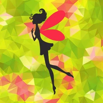 Little pixie with wings on triangle background 스톡 일러스트