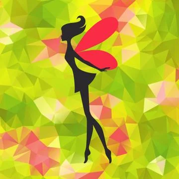 Little pixie with wings on triangle background 스톡 일러스트
