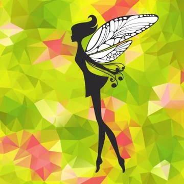 Little pixie with wings on triangle background 스톡 일러스트