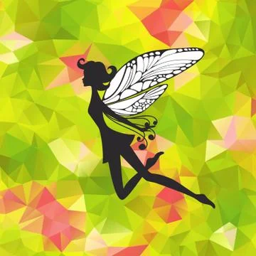 Little pixie with wings on triangle background 스톡 일러스트