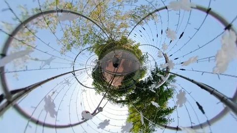 Little Planet View of Pathway in Ansan Hwarang Recreation Area Stock Footage 110771579