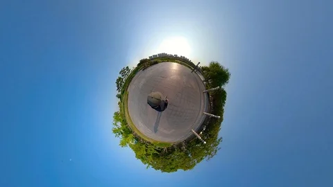 Little Planet View of Pathway in Ansan Hwarang Recreation Area Stock Footage 110771597