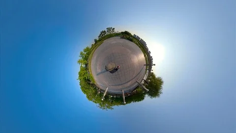 Little Planet View of Pathway in Ansan Hwarang Recreation Area Stock Footage 110771608