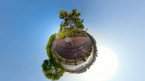 Little Planet View of Pathway in Ansan Hwarang Recreation Area Stock Footage 110771613