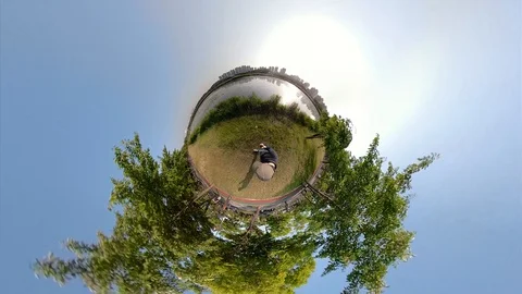 Little Planet View of Pathway in Ansan Hwarang Recreation Area Stock Footage 110771632