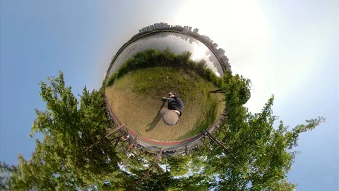 Little Planet View of Pathway in Ansan Hwarang Recreation Area Stock Footage 110771636