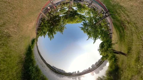 Little Planet View of Pathway in Ansan Hwarang Recreation Area Stock Footage 110771644