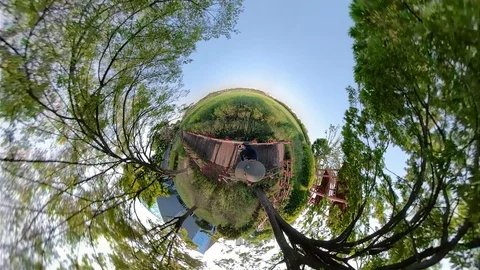 Little Planet View of Pathway in Ansan Hwarang Recreation Area Stock Footage 110771665