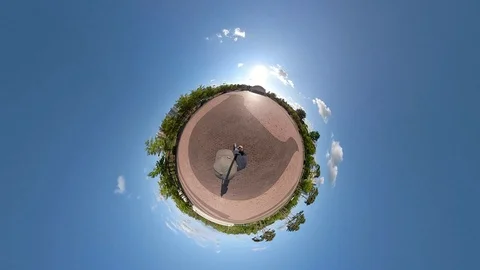 Little Planet View of Walking in Ansan Waterside Park Video stock 109479250