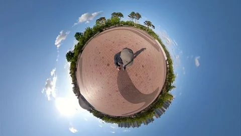 Little Planet View of Walking in Ansan Waterside Park Video stock 109479260