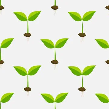 Little plants seedlings seamless pattern. Vector illustration. Stock Illustration