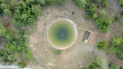 Little Pool from top view taking with Drone moving up Stock Footage 114515714