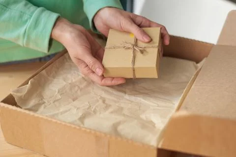 Little present in parcel Stock Photos