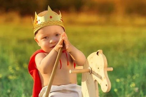 Little Prince with a crown on the head Stock Photos