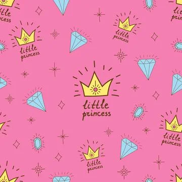 Little princess seamless pattern. Stock Illustration
