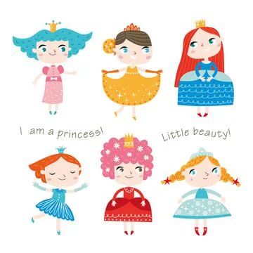 Little princesses set. Stock Illustration