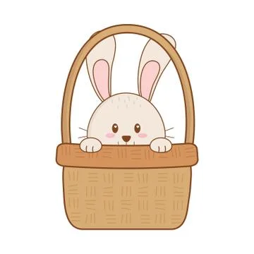 Little rabbit in basket easter character Illustrazione stock