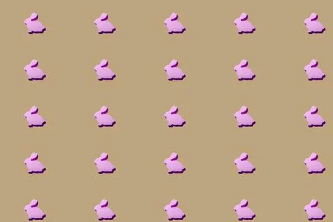 Little rabbit pattern on the beige background Stock Illustration
