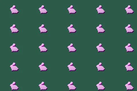 Little rabbit pattern on the dark green background Illustrazione stock