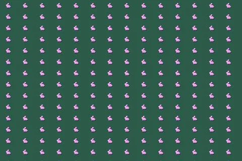 Little rabbit pattern on the dark green background Stock Illustration