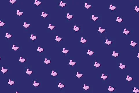 Little rabbit pattern on the dark navy background Stock Photos