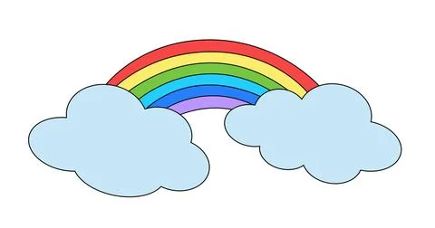 Little rainbow with cloud on a white background Stock Illustration