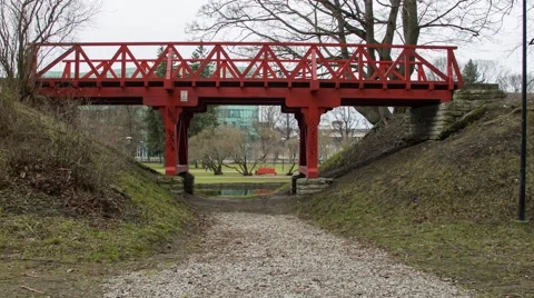 Little red bridge Stock Footage 45937023