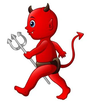 Little red devil with pitchfork Stock Illustration