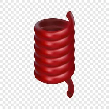 Little red spring cable mockup, realistic style Stock Illustration