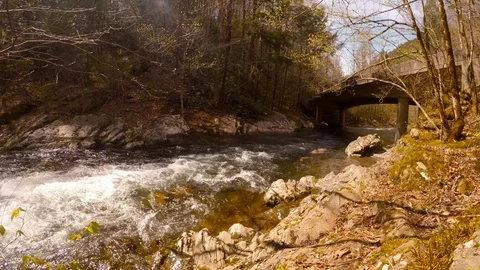 Little River and Bridge  Stock Footage 91667582