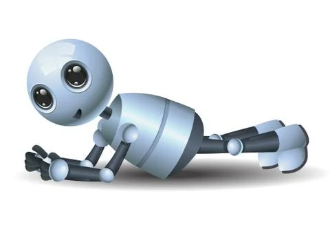 Little robot excercise Stock Illustration