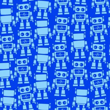 Little robot front and back seamless pattern Stock Illustration
