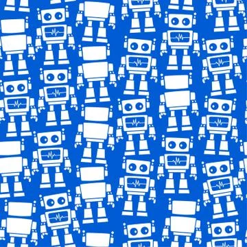 Little robot front and back seamless pattern Stock Illustration