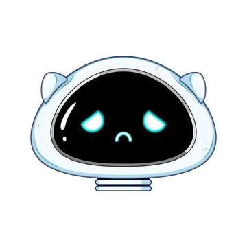 Little robot head displaying sad expression and disappointment 库存插图